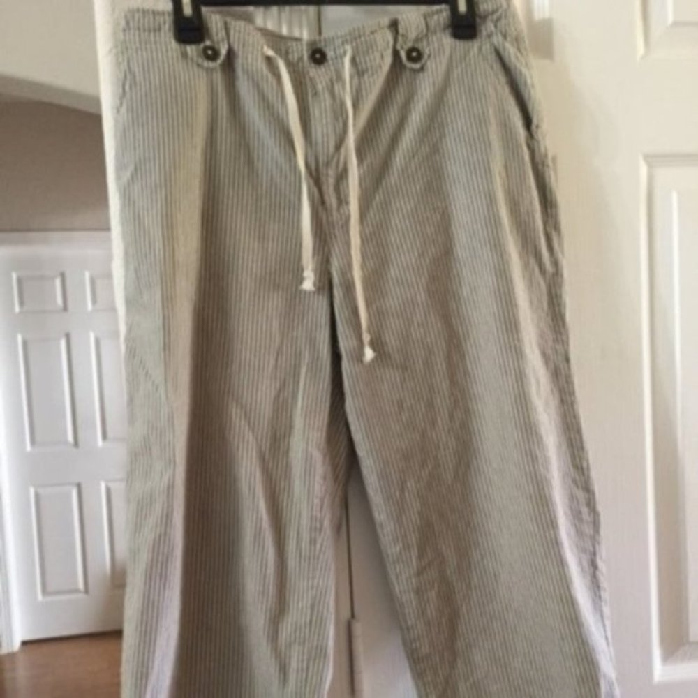 Sag Harbor Drawstring Striped Capri Pants